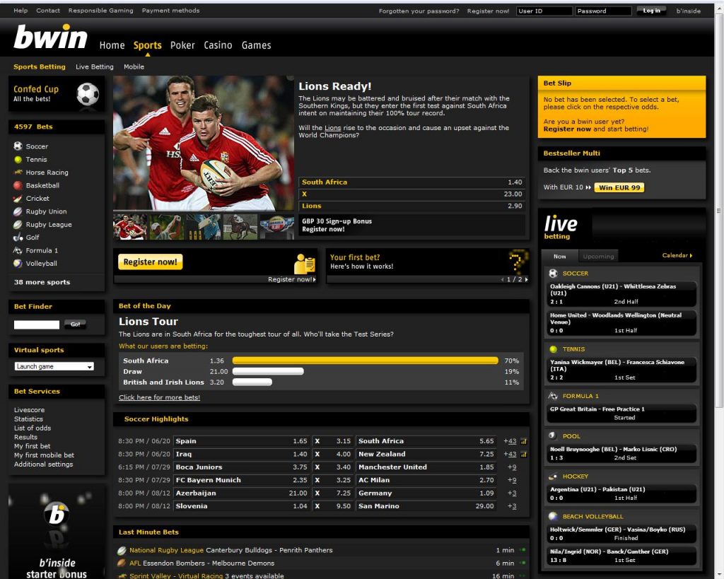 bwin website screenshot