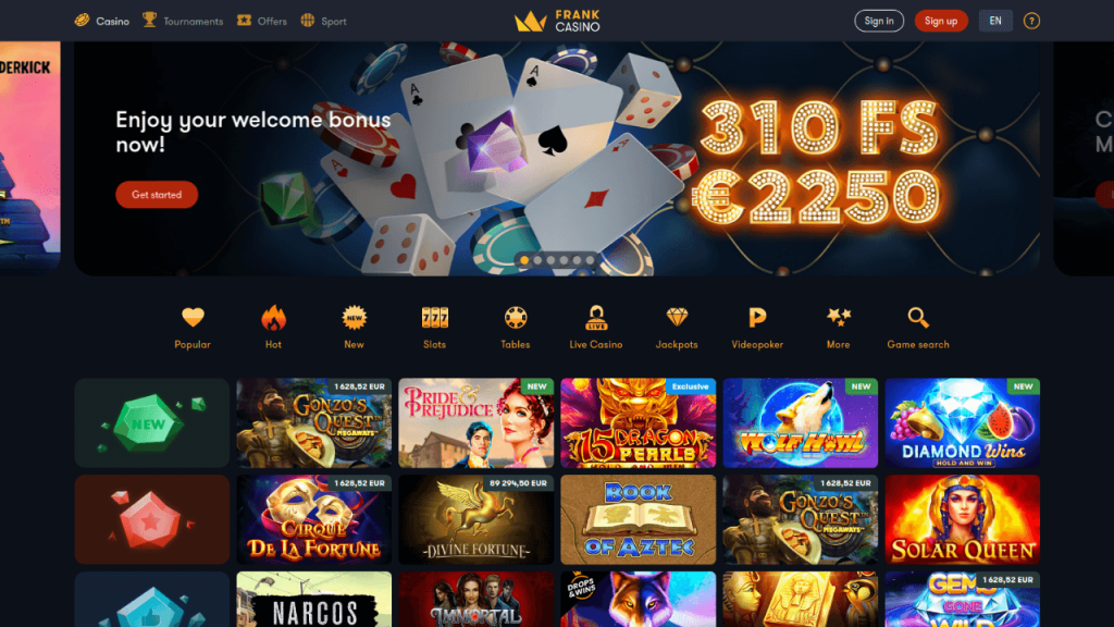 Online Frank Casino Screenshot